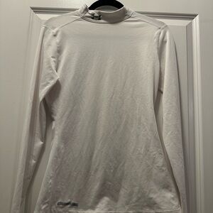 Under Armour White Coldgear Mock Fitted Long Sleeve Tee